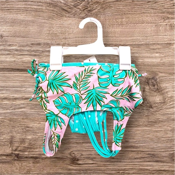 🆕 CAT & JACK Girls Tropical Leaf Bikini Set (14/16) NWT - Picture 2 of 8